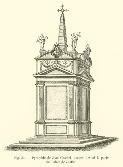 Pyramide von Jean Chastel, errichtet vor dem Tor des Palais de Justice von French School
