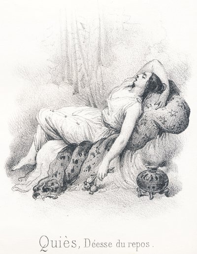 Quies: Göttin der Ruhe und des Friedens, sie war die Frau von Schlaf, Sohn des Erebus und der Nacht von French School