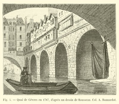 Quai de Gesvres im Jahr 1787, nach einer Zeichnung von Rousseau, Sammlung Bonnardot von French School