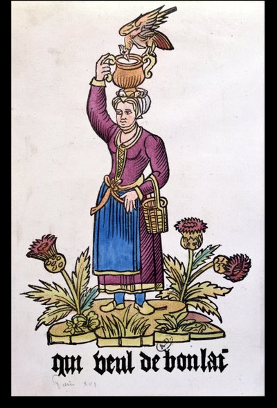 Qui Veut du Bon Lait, Milchmädchen aus der Serie Les Cris de Paris, Kopie einer Ausgabe von 1515 von French School