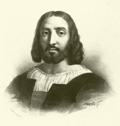 Raffaello Sanzio da Urbino, bekannt als Raphael, Porträt (Gravur) von French School