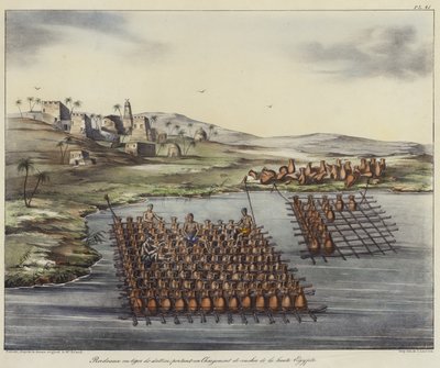 Flöße, die Krüge in Ägypten transportieren von French School