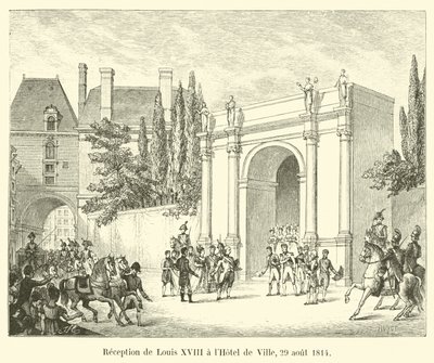 Empfang von Ludwig XVIII. im Hôtel de Ville, 29. August 1814 von French School