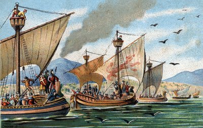 Rückeroberung Ost-Siziliens von den Arabern: Roger de Hauteville erobert Apulien und Kalabrien und vernichtet die Sarazenenflotte in Palermo von French School