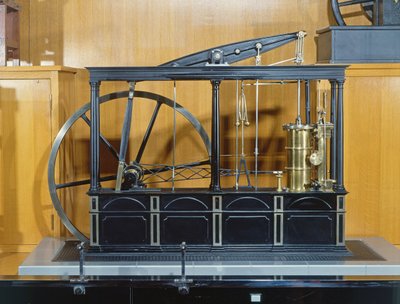 Rekonstruktion der von James Watt entworfenen Dampfmaschine (Kupfer & Glas) von French School