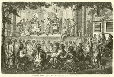 Theateraufführung in Peking (Gravur) von French School