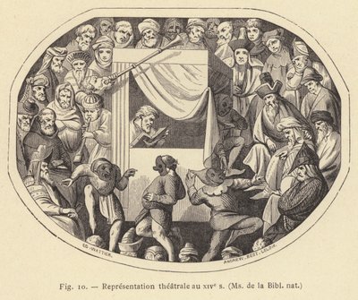 Theateraufführung im 14. Jahrhundert, Ms der Bibl nat von French School