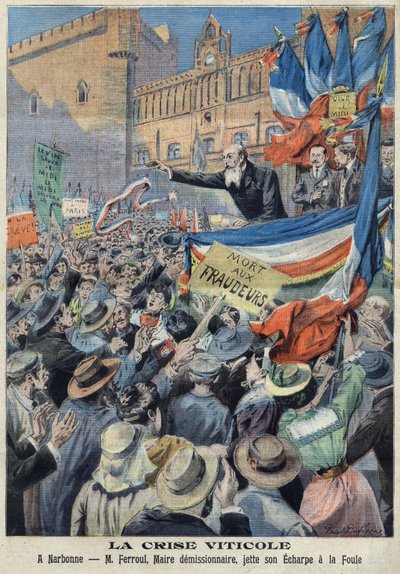 Revolte der Weinberge im Süden Frankreichs 1907 von French School