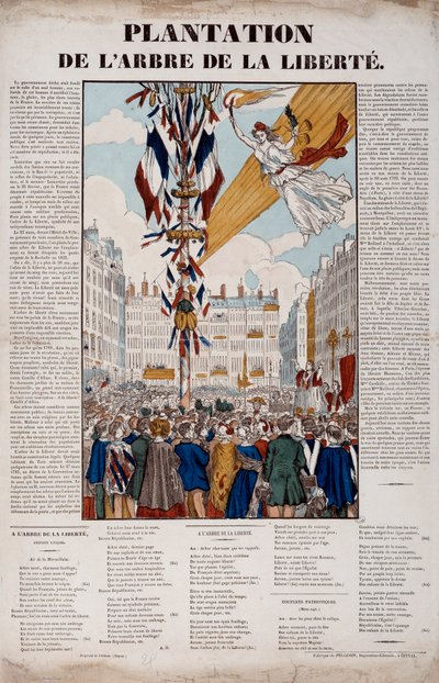 Revolution von 1848: Pflanzung des Freiheitsbaums am 25. März 1848. Gravur von 1848 Paris, Musée Carnavalet von French School