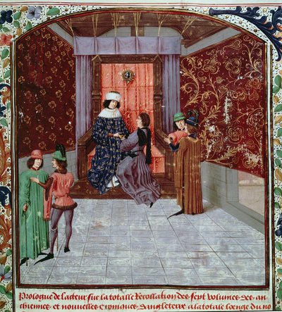 Eduard IV. erhält das Buch vom Autor, aus 