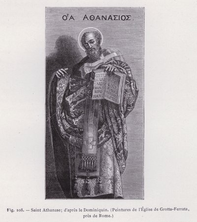 Heiliger Athanasius; nach dem Dominiquin, Gemälde der Kirche von Grotta-Ferrata, bei Rom von French School