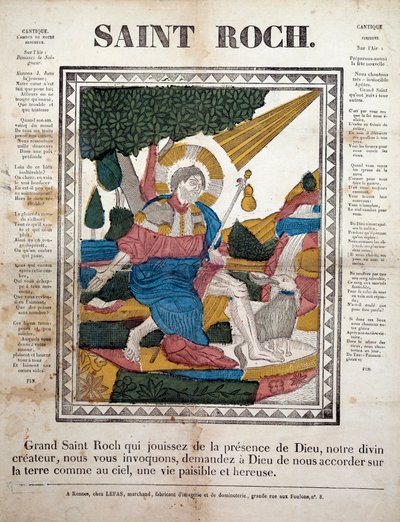 Heiliger Rochus. Gravur, Bild von Rennes (1825) von French School