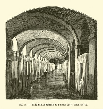 Saal Sainte-Marthe des alten Hôtel-Dieu, 1875 von French School