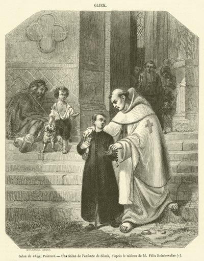 Eine Szene aus der Kindheit von Gluck (Salon von 1849) von French School