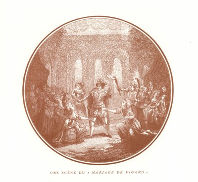 Szene aus Die Hochzeit des Figaro, von Wolfgang Amadeus Mozart von French School