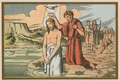 Szene aus dem Leben Jesu (farbige Gravur) von French School