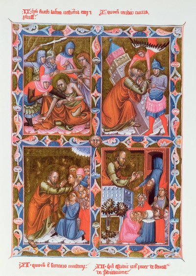 Szenen aus dem Leben des Heiligen Paulus, Faksimile eines Manuskripts des 15. Jahrhunderts der Legendaire des Anjou-Hongrie, Schule von Bologna von French School