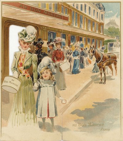 Einkäufer vor Kaufhaus von French School