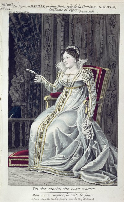Signora Barilli in der Rolle der Gräfin Almaviva in Die Hochzeit des Figaro von French School