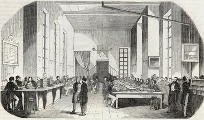Sortierung der Briefe von Paris - Gravur in „Tableau-de-Paris“ von Edmond Texier 1852 von French School