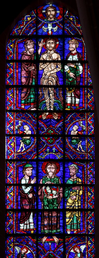 St. Johannes der Täufer mit Agnus Dei; die Taufe im Jordan von French School
