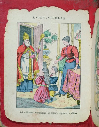 Der heilige Nikolaus besucht die braven und fleißigen Kinder, ca. 1880 von French School
