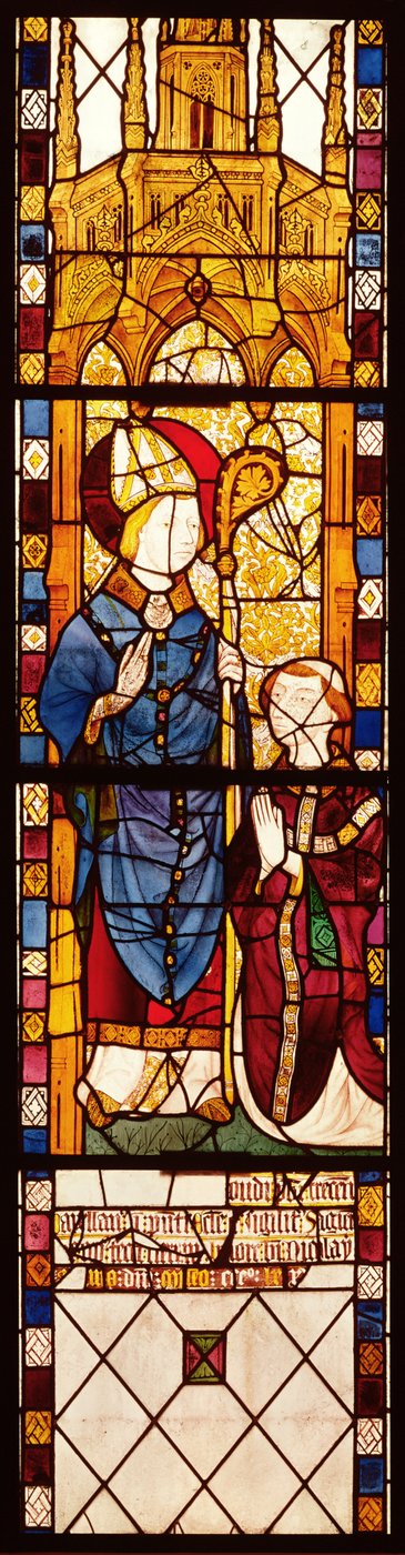 St. Nikolaus mit einem Stifter, aus der Kapelle des Heiligen Nikolaus, Normannische Schule, 1370 von French School