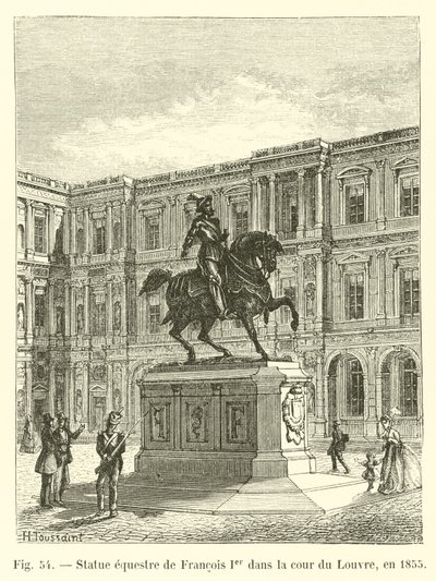 Reiterstatue von Franz I. im Hof des Louvre, 1855 von French School