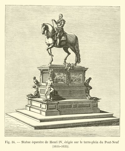Reiterstatue von Heinrich IV., errichtet auf dem Mittelstreifen der Pont-Neuf, 1614-1635 von French School