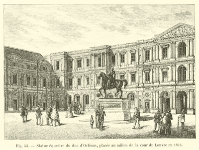 Reiterstatue des Herzogs von Orléans, aufgestellt in der Mitte des Hofes des Louvre im Jahr 1844 von French School