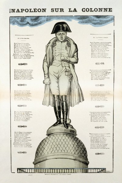 Statue von Napoleon I. Bonaparte (1769-1821) auf der Vendôme-Säule in Paris. Bild von Epinal von French School