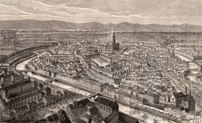 Straßburg - Bas-Rhin, im Elsass - Gravur in 