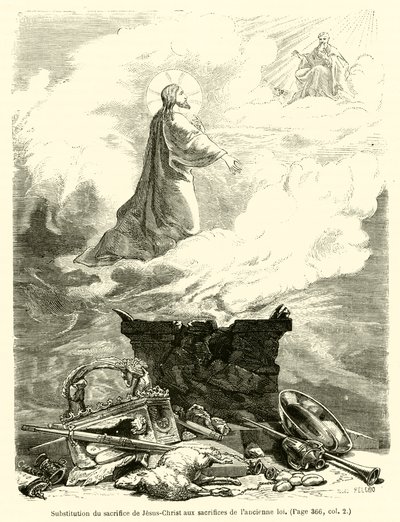 Ersetzung des Opfers Jesu Christi durch die Opfer des alten Gesetzes von French School