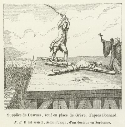Hinrichtung von Desrues, Rad auf dem Place de Grève, nach Bonnard von French School