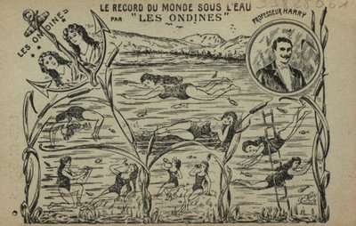 Schwimmende Mädchen (Lithografie) von French School