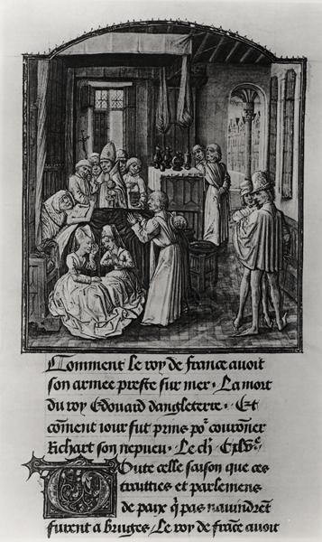Der Tod von Edward III., König von England im Schloss Shene, aus Froissarts Chronik, spätes 15. Jahrhundert von French School