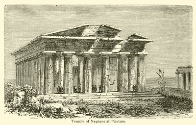 Tempel des Neptun in Paestum (Gravur) von French School