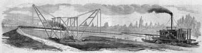 Test eines Baggers für den Bau des Suezkanals. Frankreich von French School