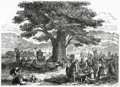 Teutonen genießen einen Feiertag, ca. 1882 (Holzstich) von French School