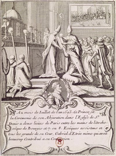 Die Abkehr von Henri IV (1553-1610) in St. Denis, Juli 1593 von French School