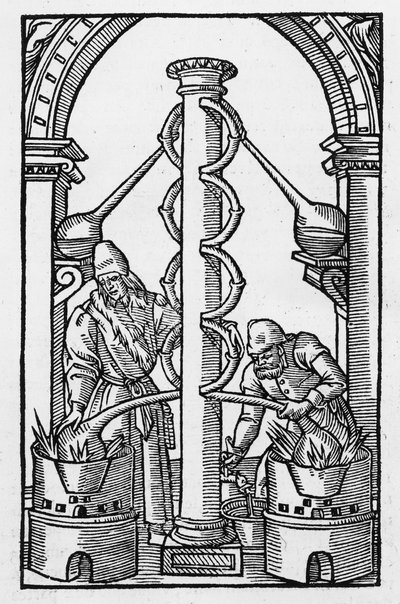 Der Alchemist bei der Arbeit, Kopie einer Illustration aus 