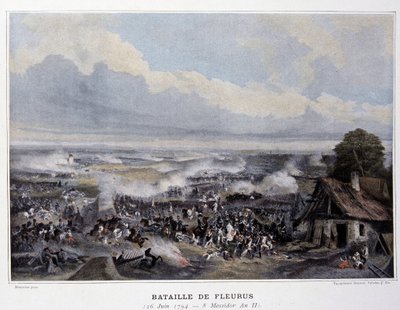 Die Schlacht von Fleurus im Jahr 1794 - in „Napoleonische Schlachten“, Ende des 19. Jahrhunderts von French School
