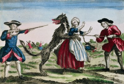 Das Biest von Gévaudan, veröffentlicht von Basset, 1764 von French School