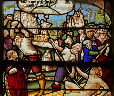 Die Seligpreisungen: Selig sind, die um der Gerechtigkeit willen verfolgt werden: Das Martyrium des hl. Stephanus und des hl. Laurentius von French School