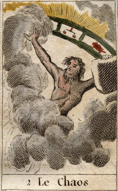 Der Chaosgott dargestellt mit einem Stück des Tierkreises. Aus „Mythologie der Jugend“ von Pierre Blanchard 1803 von French School