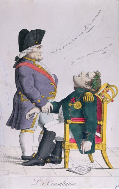 Die Beratung, Karikatur von Cambacérès und Napoleon, ca. 1810-14 von French School