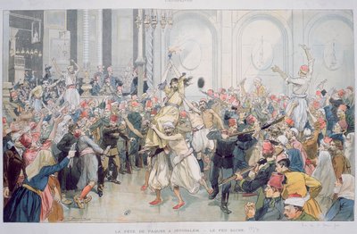 Die Osterprozession des Heiligen Feuers in Jerusalem, 1895 von French School