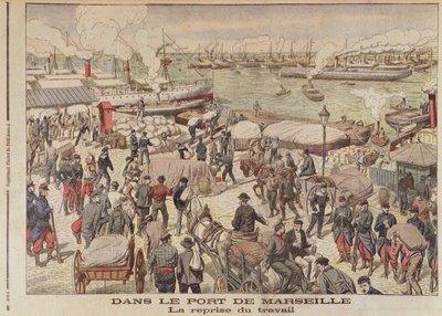 Das Ende des Streiks in Marseille, Illustration aus Le Petit Journal, 23. Oktober 1904 von French School