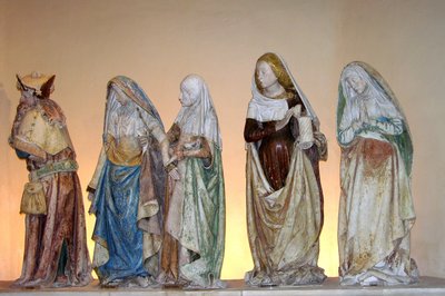 Die Grablegung, 1490 (bemalter Stein) (Detail) von French School