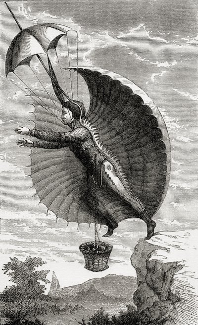 Der fliegende Mann, graviert nach Nicolas Edme Restif de la Bretonne, aus 
